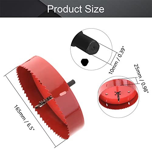 Utoolmart 165mm Bi-Metal Hole Saw M42 High Speed Steel Holesaw Blade 25mm Cutting Depth Opener Cutter Drill Bit with Triangular Handle for Wood Sheet Metal Plastic Fiberboard - Image 2