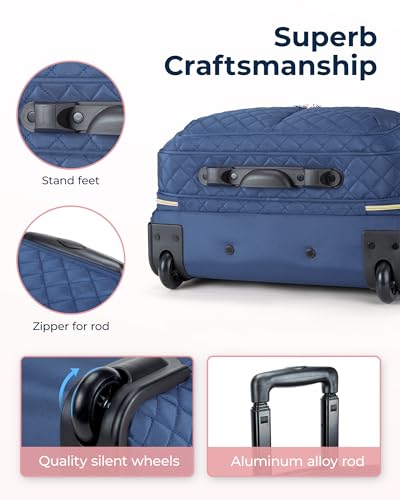 Image of BAGSMART Rolling Laptop Bag Women, Rolling Briefcase for Women, 17.3 Inch with Wheels Computer Bag Rolling Laptop Case for Work Travel Business, Navy Blue