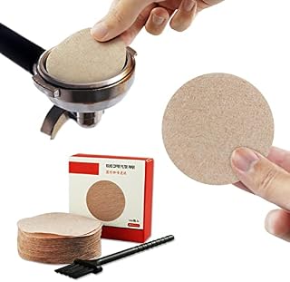 SZXMDKH 100 Pcs Unbleached Natural Paper with Cleaning Brushes- Coffee Filter Round Replacement Coffee Filters Fits for Aerobie Aeropress Coffee and Espresso Makers(6.4x6.4 cm)