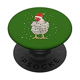chicken christmas chicken santa hat lights popsockets popgrip: impugnatura per telefoni cellulari e tablet intercambiabile