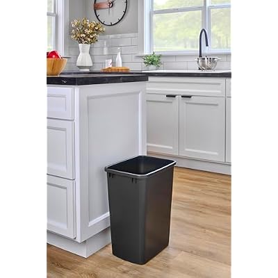 Rev-A-Shelf 2-Pack 35 Quart Polymer Replacement Trash Bin, Recycle Waste Garbage Container for Kitchen Cabinet Pullouts, Black, RV-35-18-2 - Large Plastic Bins for Home and Office
