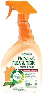 TropiClean Natural Flea & Tick Home Spray For Dogs, 32oz - Essential Oils Kill Fleas Naturally on Carpet, Furniture, & Bedding — Suitable for use in Homes with Dogs & Cats — Made in the USA
