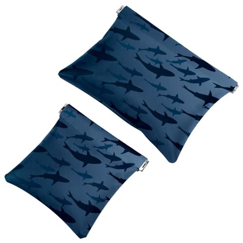 Lifebuoy - Trousse per cosmetici tascabile impermeabile da viaggio senza cerniera colore: blu acqua e bianco Multicolore 02 7.1x5.8 pollici