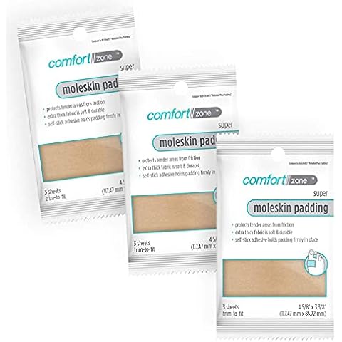 Comfort Zone Super Moleskin Padding, Protects Tender Areas of The Foot from Friction, Light Brown, 3 Count, Pack of 3 Cover