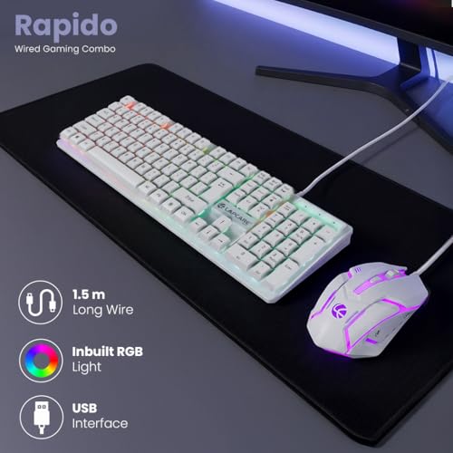 Lapcare Rapido Wired Gaming Keyboard and Mouse Combo, White - Image 3