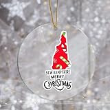 Evans1nism Weihnachten Acryl Ornament New State Weihnachten Hängende Ornamente Besucherort 7,6 cm Weihnachten Freude Mit Roter Schnur Heimatstadt Weihnachtsbaum Geburtstag Geschenke Für Freund