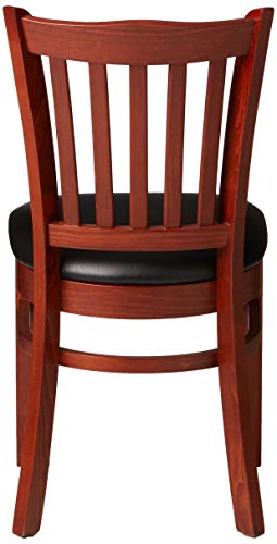 Image of Flash Furniture 4 Pack HERCULES Series Vertical Slat Back Walnut Wood Restaurant Chair - Black Vinyl Seat | Vertical Slat Back, Wood FrameVinyl Upholstery, Durable Construction, Commercial Use