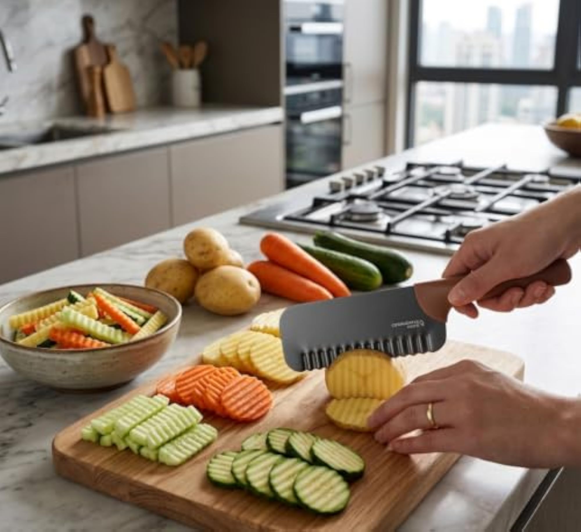 Crinkle Cut Wolf Tooth Knife, Durable Kitchen Tool