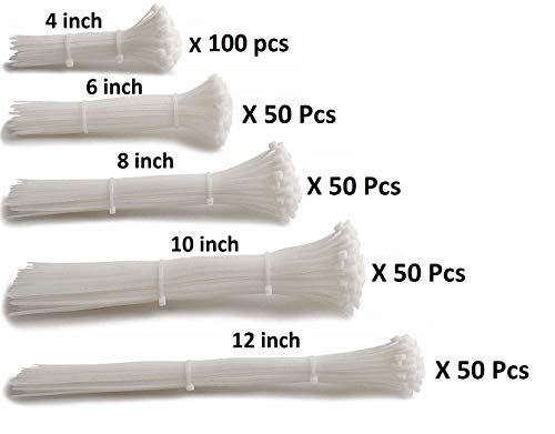 Image of ART IFACT 300 Pieces of Nylon Cable Tie Mixed Sizes - Super Strong, Natural Colour (Combination 3)