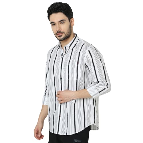 Image of Spykar Men's Relaxed Fit N /A Half Sleeve Striped Casual Shirts