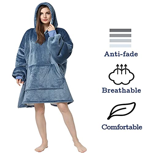 Image of Maharsh Oversized Hoodie Blanket Women Ultra Plush Fleece with Soft Sherpa Reversible Warm Cosy Comfy Wearable Hooded Giant Sweatshirt Throw for Girls Adults Men Boys Kids Big Pocket