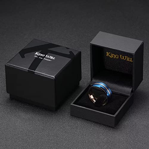 Image of King Will Tungsten Carbide Wedding Band for Men Women-6 /8 /10mm Width Multicolor Available with Grooved Center Wedding Ring Suitable for Work, Gym Comfort Fit Size 4-16