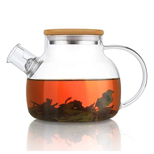 CnGlass Glass Teapot Stovetop Safe,30.4oz Clear Teapots with Removable Filter Spout,Teapot for Loose Leaf and Blooming Tea