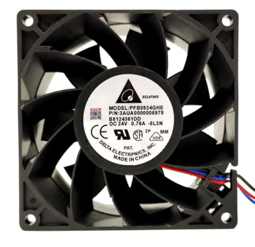 PFB0924GHE DC24V 0.76A 92mm Fan - 0.76A 9238 3-Wire Inverter Cooling Fan, Black