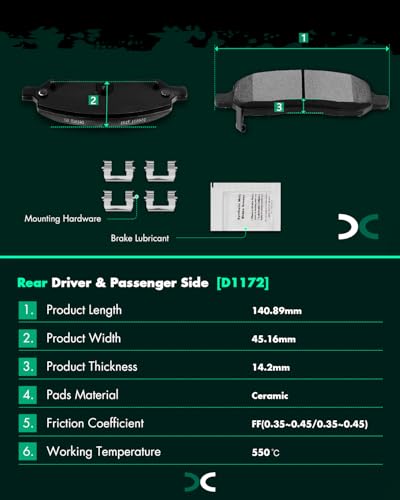 Image of SCITOO D1172 D1159 Front Rear Ceramic Brake Pads Sets Fit For Buick Lucerne 2006-2011,For Cadillac DTS 2006-2011