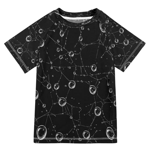 Boys Short Sleeve T-Shirts Cobweb Drop Water Rashguard Kids Swim Shirts Sun UPF 50+ Multicoloured