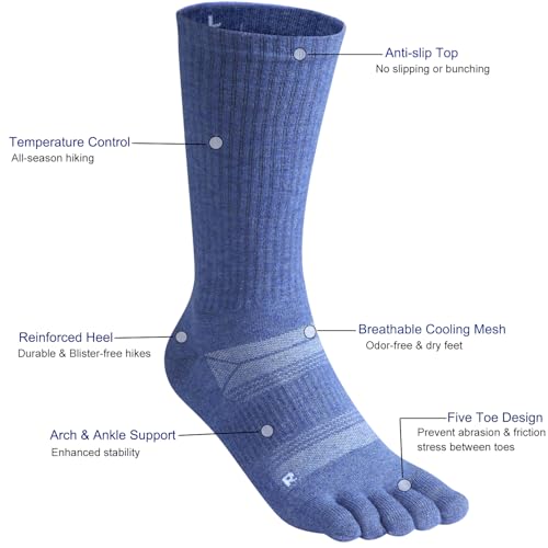 Merino Wool Hiking Toe Socks Warm Thermal Winter Cozy Moisture Wicking Crew Boot Socks for Men Women2