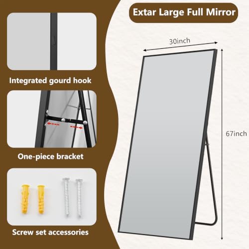 Image of Koonmi 67 inchx30 inch Floor Mirror Full Length, Large Black Mirror