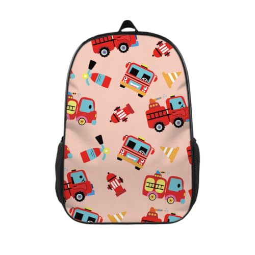 Firetruck Backpack 17 inch Cartoon Firetruck Backpack Large Capacity