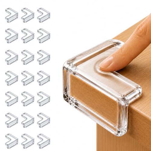 Image of Pack of 20 Silicone Corner Protectors, Baby Safety Table Corner Guards, Clear Transparent Soft Edge Protectors for Sharp Table Corners, Furniture Corner Guards, Child Proof Safety
