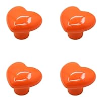 RSWZSFL Pack of 4 Heart Shape Ceramic Knobs Cabinet Handles Drawers Knobs Furniture Knobs with Screws Cupboard Knobs for Dresser Drawers Kitchen Kids Room (Orange)