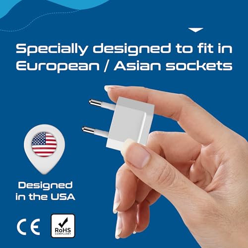 Image of Ceptics European Travel Plug Adapter - Converts USA to EU, Asia and Italy Outlet - Type A to Type C converter - Use in Germany, Spain, & More - 6-Pack