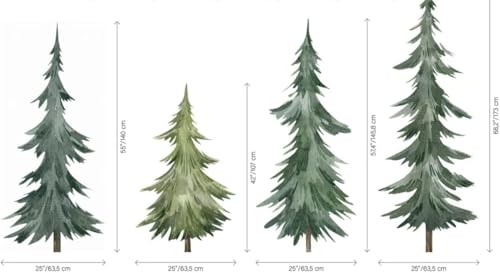 Vinilo decorativo árbol de pino forestal acuarela miniatura 3