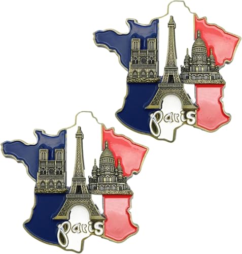 2Pcs Imanes Decorativos 3D Resina Francia Multicolor