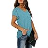 WIHOLL-Womens-Tops-V-Neck-Summer-Petal-Sleeve-Casual-Tshirts WIHOLL Womens Short Sleeve Tshirts Lightweight Loose Casual Tops GreyGreen L