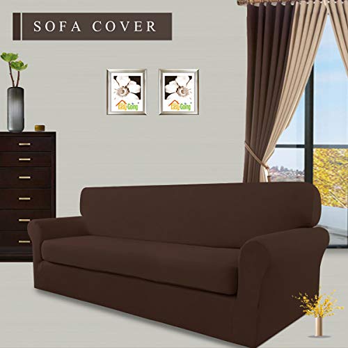 Image of Easy-Going 2 Pieces Stretch Couch Sofa Slipcover Washable