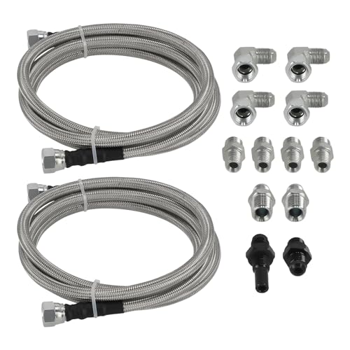 Image of maXpeedingrods 6AN Transmission Cooler Hose Lines Kit OFK19-70-SS for TH350 /TH400 /4L60E /4L80E /700R4 /200-4R /TR6060 /4R100 /4R70W /C5, Stainless Steel Braided PTFE Hose for Buick /Cadillac /Chevy /GMC