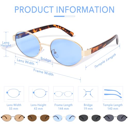 Retro Oval Sunglasses for Women Trendy Metal Small Y2K Girls Sun Glasses Vintage 90s Shades UV400 Protection4