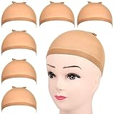 6 Pcs Stocking Wig Caps, FANDAMEI Light Brown Stocking Caps For Wigs, Stretchy Nylon Wig Caps for...