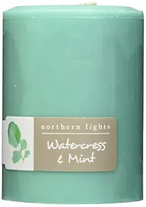 Northern Lights Candles Watercress & Mint Fragrance Palette Pillar Candle, 3 x 4