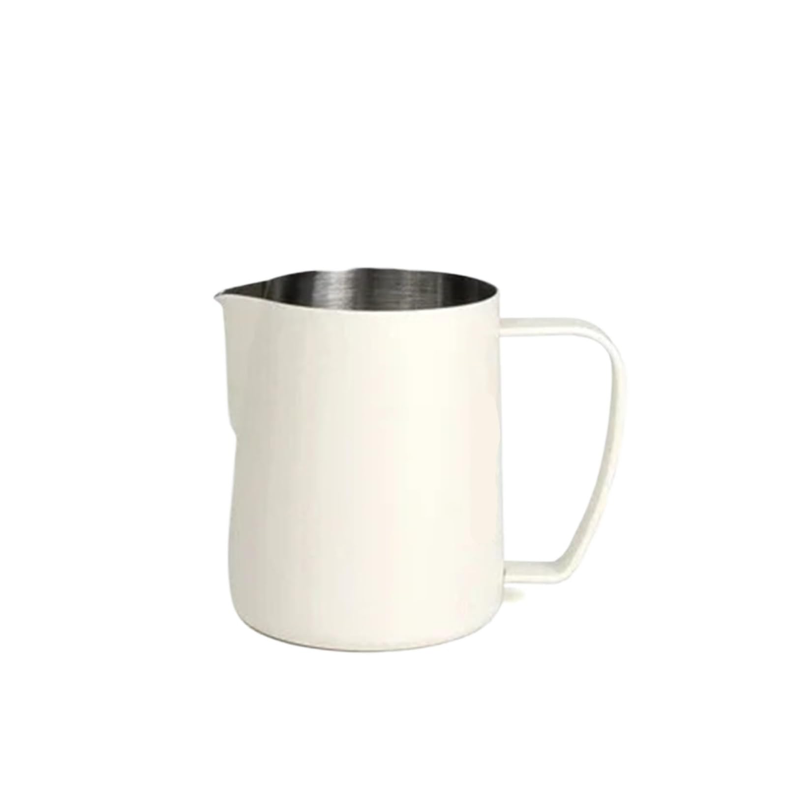 Taza de café Latte 400ml/600ml, jarra leche, espuma acero inoxidable, herramientas Barista boca puntiaguda doble escala(600ml,White)