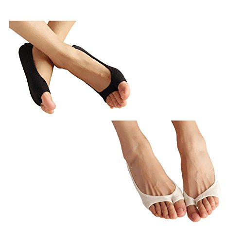 Image of seven wolves Womens Peep Toe Socks 6 Pairs, Toeless Cotton No Show Socks Non Slip Shoe Liner