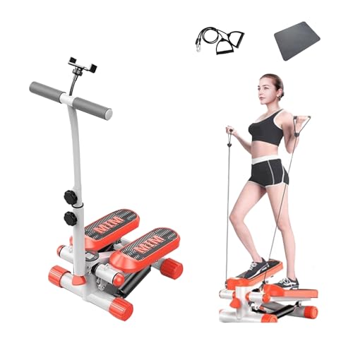 初心者向け静音ステッパー アームレスト付き 折りたたみ収納可 カウンター機能付き 弾性プルロープ&厚手フロアマット付き 健康器具