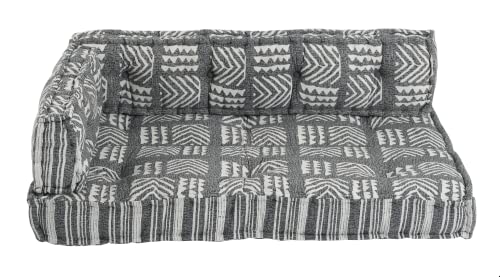 Image of ASHEVILLE Handcrafted Cotton Upholstery 2 Seater Sofa for Living Room Bedroom Home | No Wood Foldable Modular Sofa Set | Low Floor Seating, Corner Cushion Sofa, 2-Person Lowseat (3 Pcs, Dark Grey)