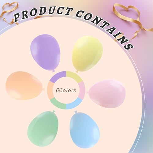 Image of 160 Pack Pastel Balloons 12 Inch Pastel Rainbow Multicolor Macaron Balloons for Party Baby Shower Gender Reveal Easter Decorations