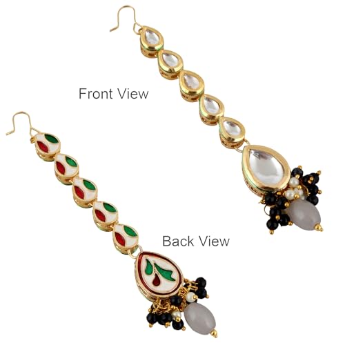 Image of Lucky Jewellery Meenakari 18k Gold Plated Tika Earring Combo Uncut Big Faux Kundan Choker Necklace set