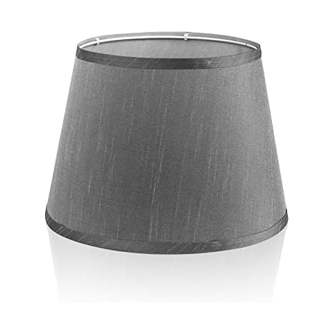 LgowithU Fabric Lampshade, Medium Drum Lampshade for Table Lamp, Wall Lamp, Bedside Lamp and Floor Lamp, Natural Linen Hard Cover, Handmade, 13 x 13 x 8 inches, Spider (Grey-2) Cover