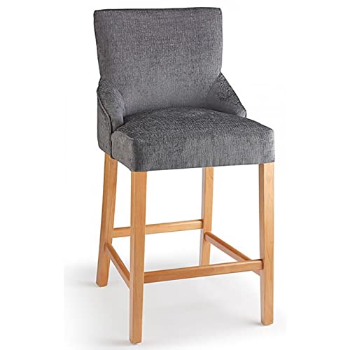 NetfurnitureVandora Oak Wood Bar Stool Fabric Grey