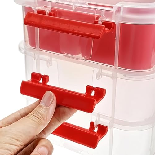 Image of Oblivion Storage Box and Organiser 1 Pc - Transparent 3 Layer Multipurpose Stackable Box with Handle - Durable & Modular with Secure Locking Clips for Stationery, Art Supplies, Craft Materials & Toys