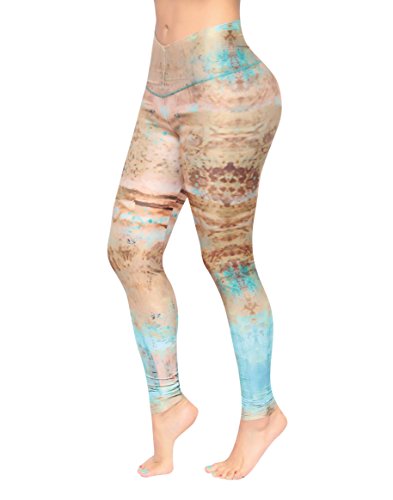 Bon Bon Up Multicolored Stamped Gold Compression Leggings for Women with Internal Body Shaper and Butt Lifter 1120