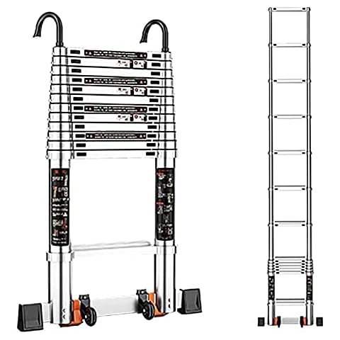Telescopic Ladder with Rotatable Hooks, Non Slip Aluminium Telescoping Portable Attic Ladders, for Home Outdoor Garden, Load 330lbs (Size : 5.3m/17ft) Cover