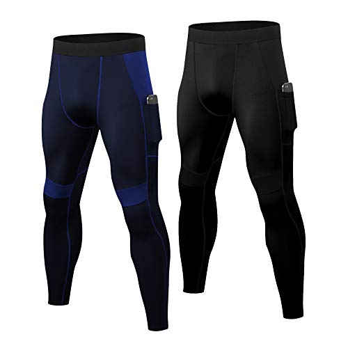 Yushow 2 Pack Men's Compression Pants Running Tights Workout Leggings, Summer Cool Dry Technical Sports Baselayer #TOP8
