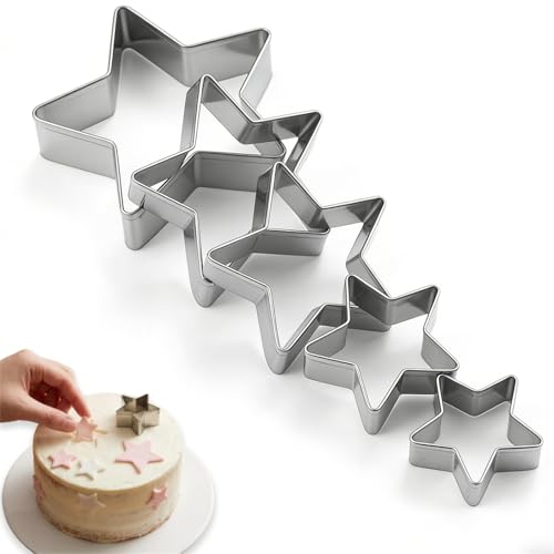 Zlokdraxy Plätzchen Ausstecher 5 Stück Edelstahl Ausstechformen Weihnachten Keksausstecher Set Stern Formen Silber