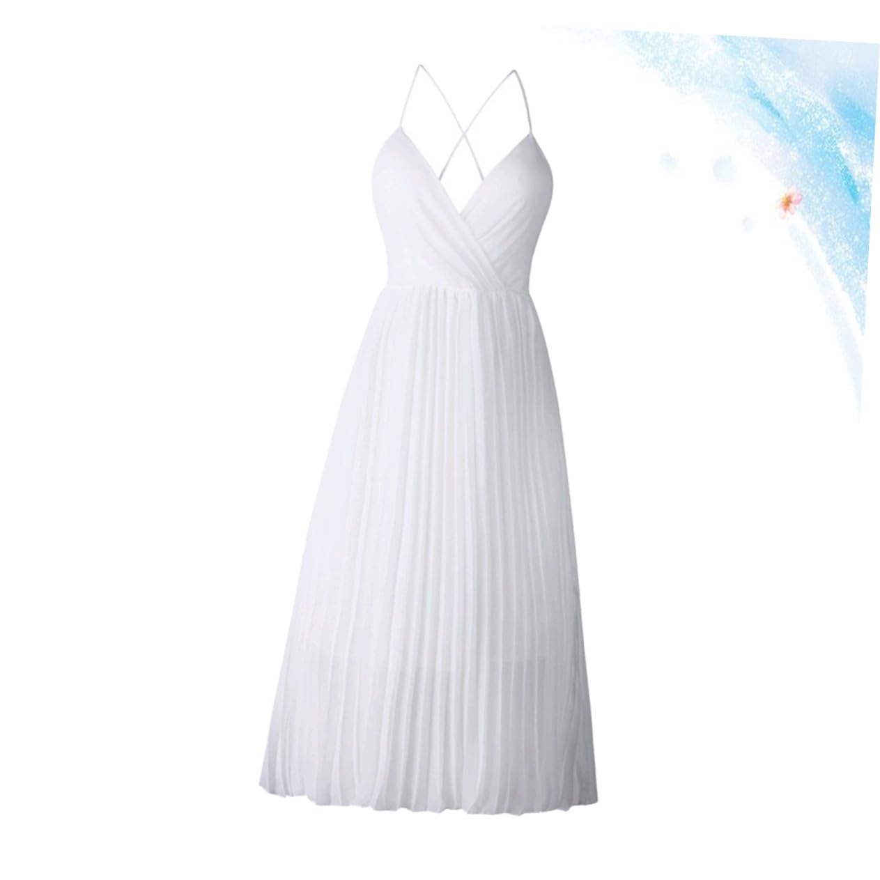LIFKOME Vestito Donna per Calda Senza Spalline Scollo a V, Bianco, in Poliestere Traspirante, Raffinato per Festa e Impiego Quotidiano, Taglia XL
