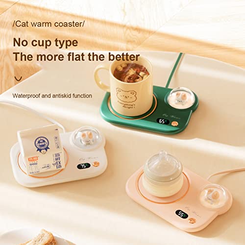 Uupoi Smart Coffee Mug Warmer, Coffee Cup Heater With Cute Cat Night Light, Auto Shut Off, 3 Temperature Setting Led Display, Electric Beverage Warmer Plate For Coffee Tea Milk Cocoa And Etc., White #TOP2