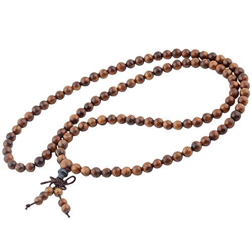 Nupuyai Natural Wood Wrap Bracelet for Women and Men, 108 Prayer Mala Beads Tibetan Necklace for Unisex Elastic Meditation Yoga Jewelry
